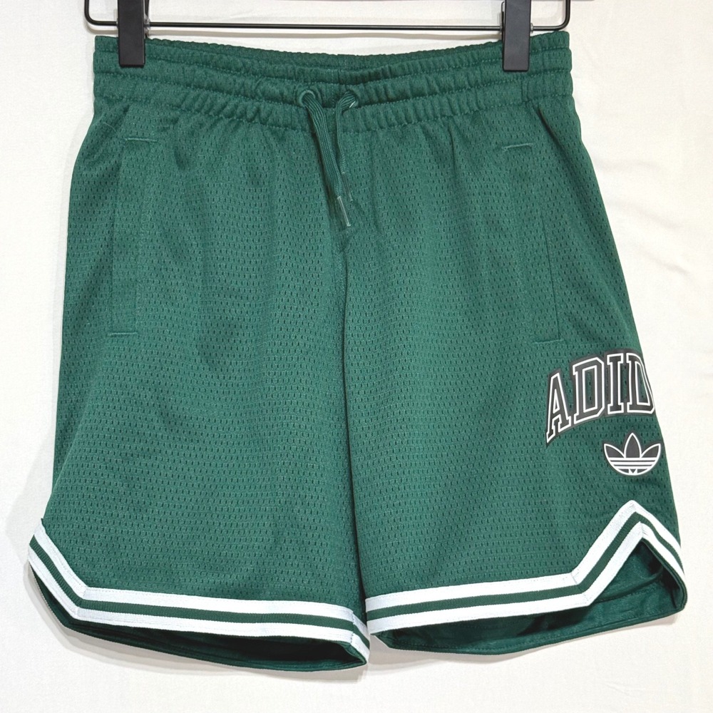 Adidas Originals Boys Collegiate Green Mesh Basketball Shorts Size S 9-10Y NEW‎